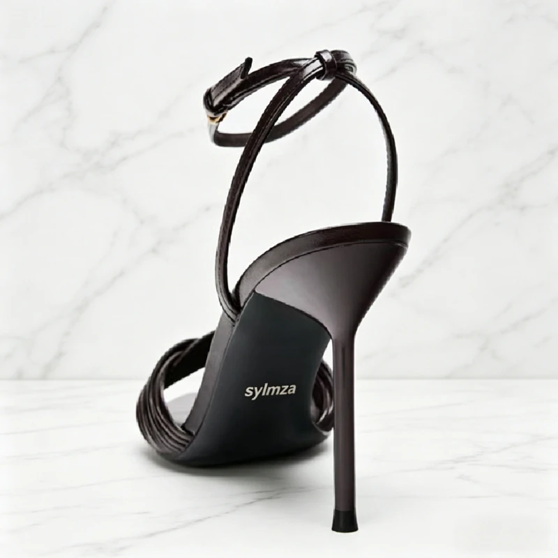 Fashion Crossover Front Straps Stiletto Sandals Women Sexy Open Toe Ankle Strap Metal Buckle Heels Luxury Brand Designer Shoes - view 5
