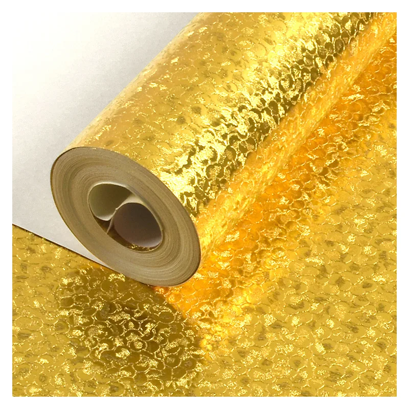 Mosaico folha de ouro auto adesivo papel de parede metálico dourado adesivos de parede ouro auto vara reflexivo teto papel de parede