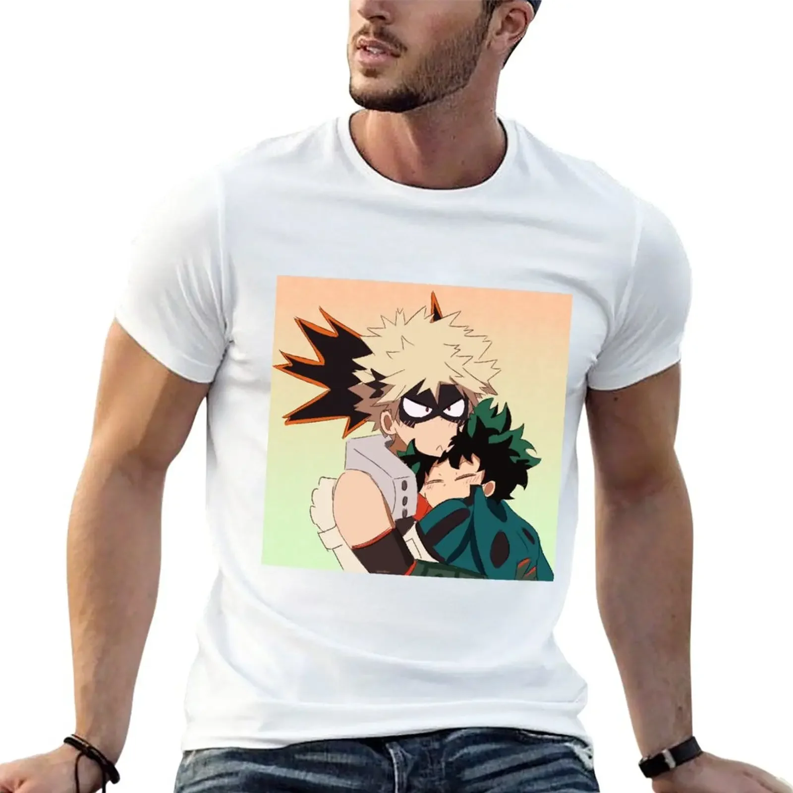 cute tops boys t shirts mens clothes New Bakudeku Hug graphic tshirts oversized men clothing harajuku2024 summer funny style new