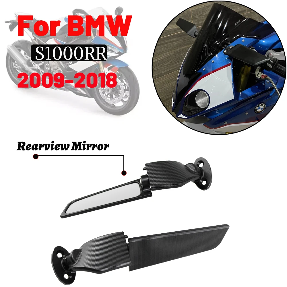 

MTKRACING For BMW S1000RR S1000 RR 2009-2018 Rearview Mirrors Wind Wing Adjustable Rotating Side Mirror Winglet