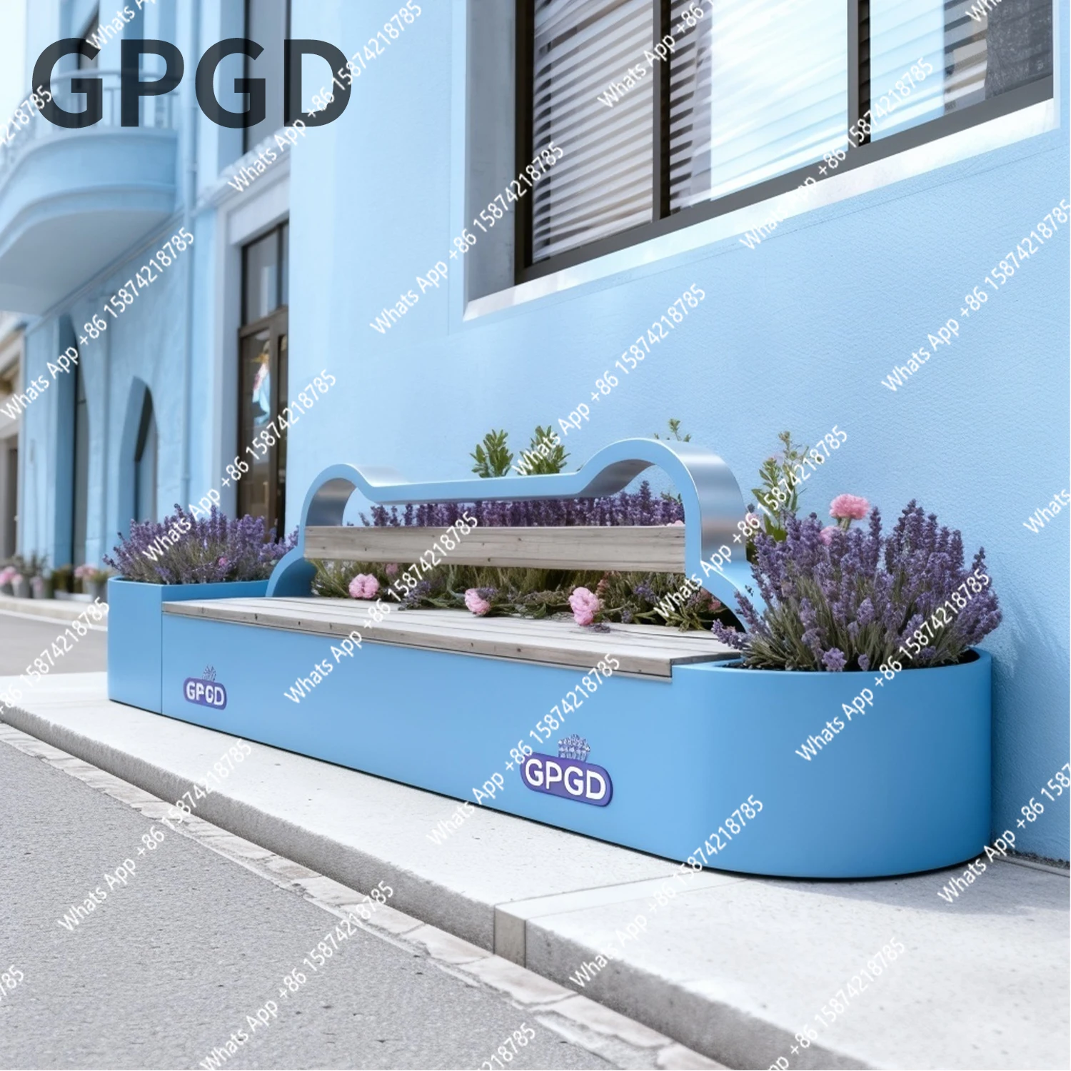 Milk tea seat stool shop flower box rest outdoor card seat combination commercial street flower bed stool long row coffee