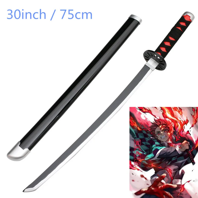 Cosplay Anime Kamado Tanjirou 30inch Sword Katana Agatsuma Zenitsu Wood 75cm Weapon Model