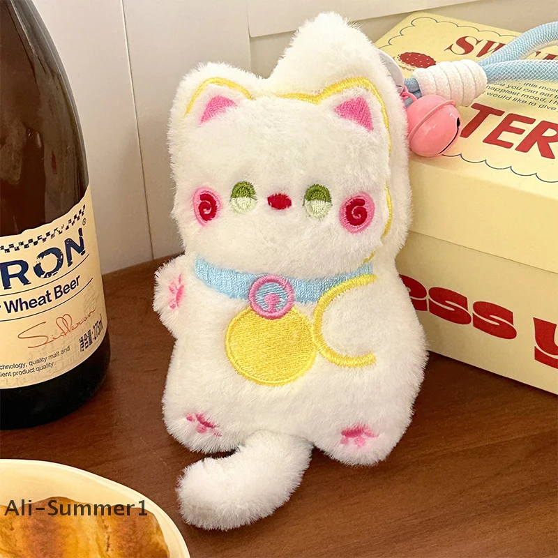 【E】Kawaii Squeaky Kitten Plush Keychain Cartoon Stuffed Doll Keyring Girly Cute Key Holder Bag Pendant Backpack Decoration Gifts