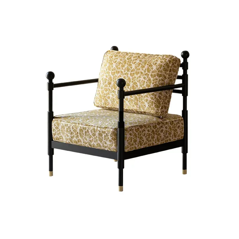 

French retro single sofa chair, designer model, small apartment living room balcony leisure chair, bedroom lazy sofa chair