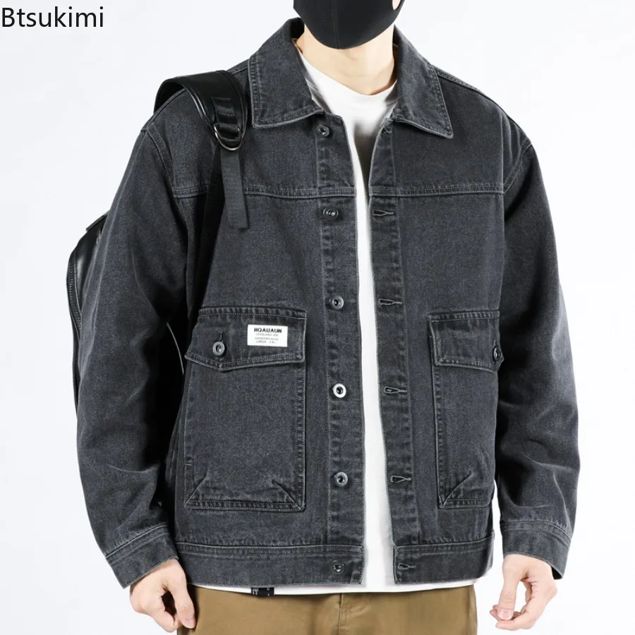 New 2025 Men's Autumn and Winter Loose and Trendy Denim Jackets Pure Cotton Male Fashionable Workwear Jackets Plus Size S-4XL