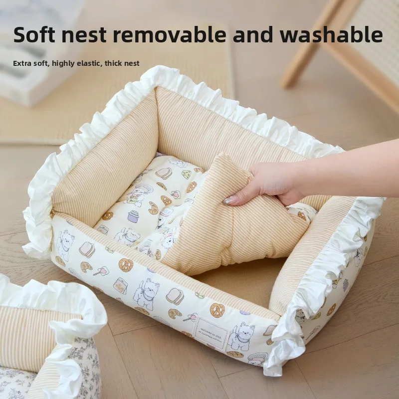 

Soft Plush Washable Dog Bed for Small Breeds, Removable Cover Calming Pet Mat for Yorkie Maltese Bichon, Cuddler Cat Crate Pad