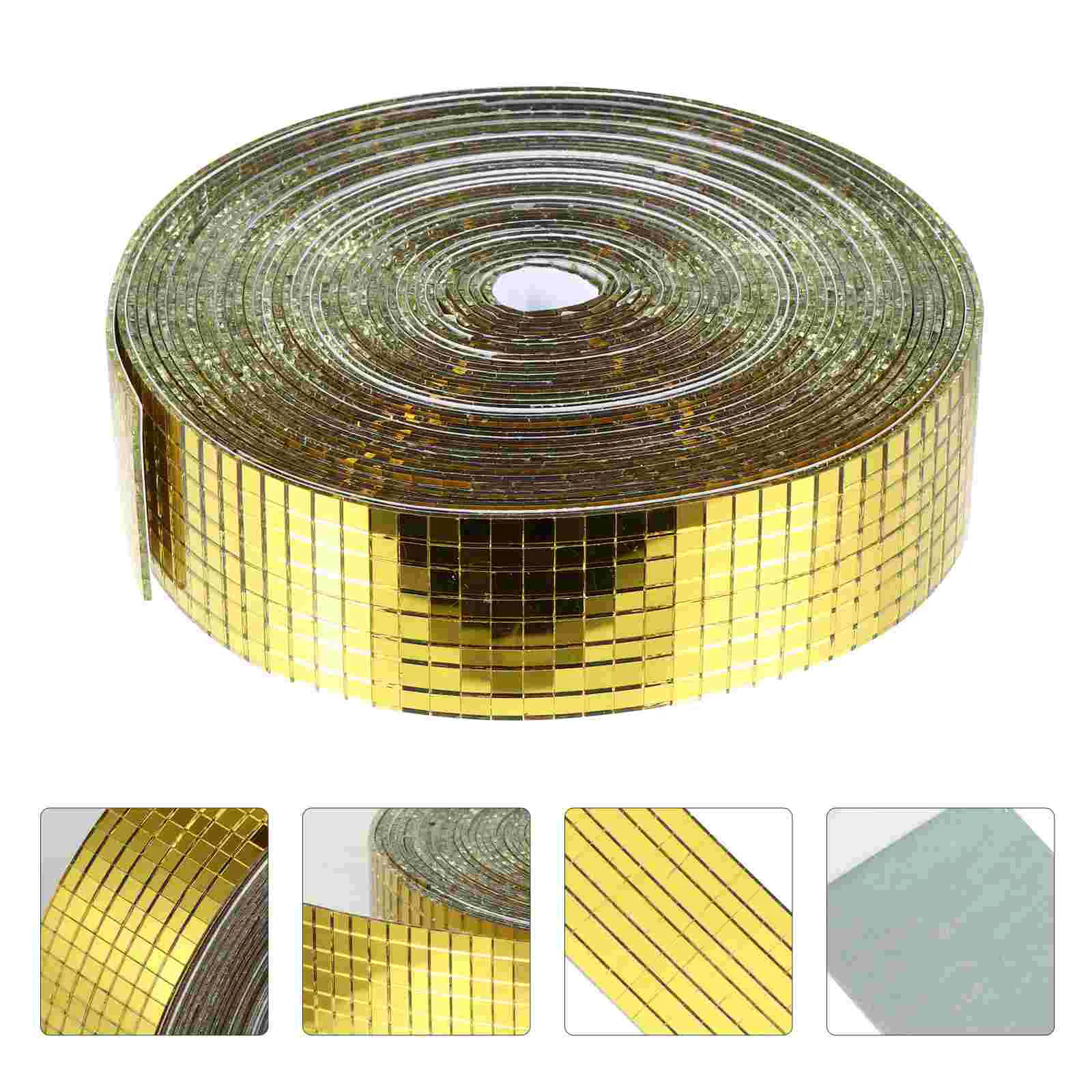 1 Roll Self-Adhesive Square Mosaic Mirrors Mosaic Tiles DIY Craft Accessory Glass Mirror Mosaic Stickers