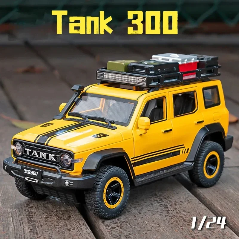 1:24 Tank 300 Alloy Car Model High Simulation Diecast Metal Off-road Vehicles Model Sound and Light Toy Collection Children Gift