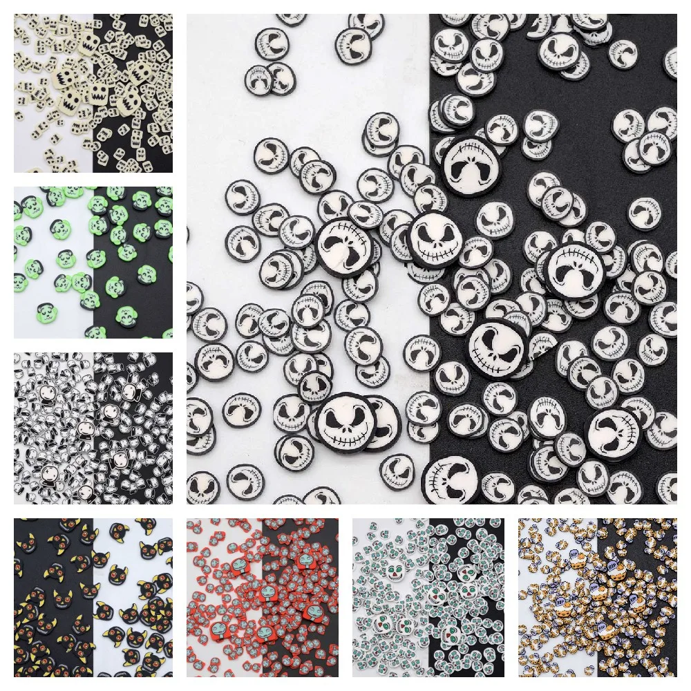 

500g/Lot Polymer Cute Halloween Ghost Skull Devil Coffin Clay Slices Sprinkles for Crafts Making Nail Art ,Scrapbook DIY