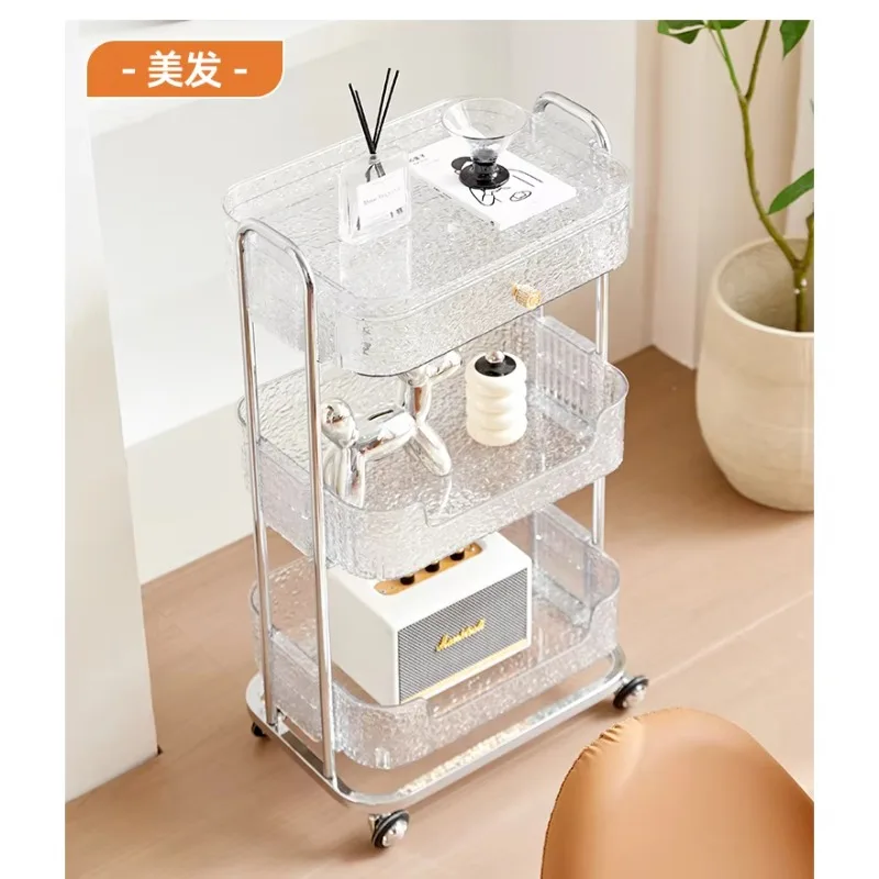 New Arrival Luxury Golden Stainless Steel Salon Rolling Trolley Cart with 4 Wheels for  Hair Nail Salon
