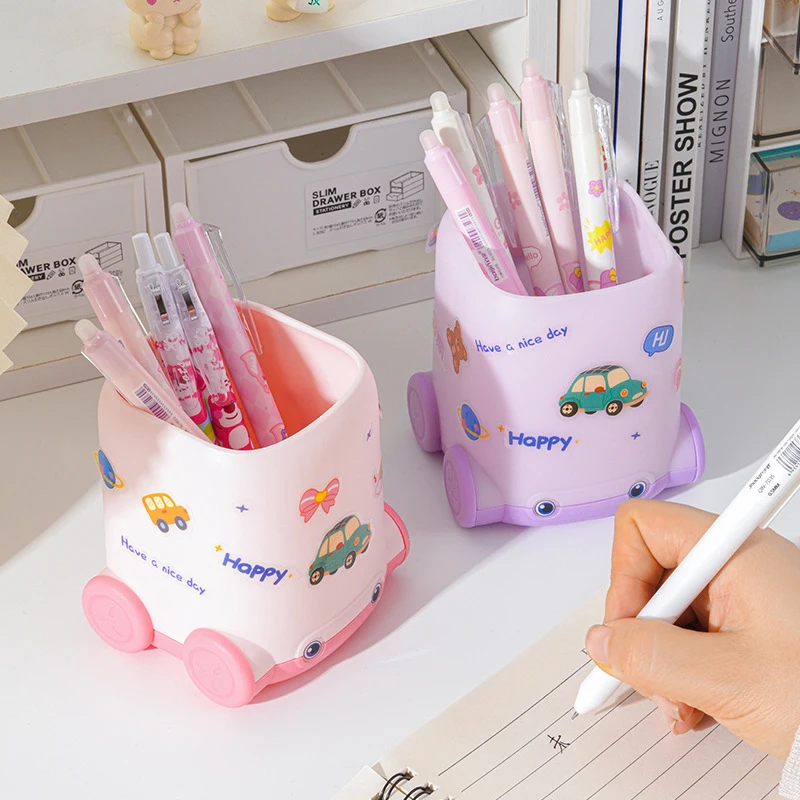 Cartoon Pencil Box Cute Car Shape Pen Container Creative Desktop Stationery Storage Rack Fashion Student Gifts【A】