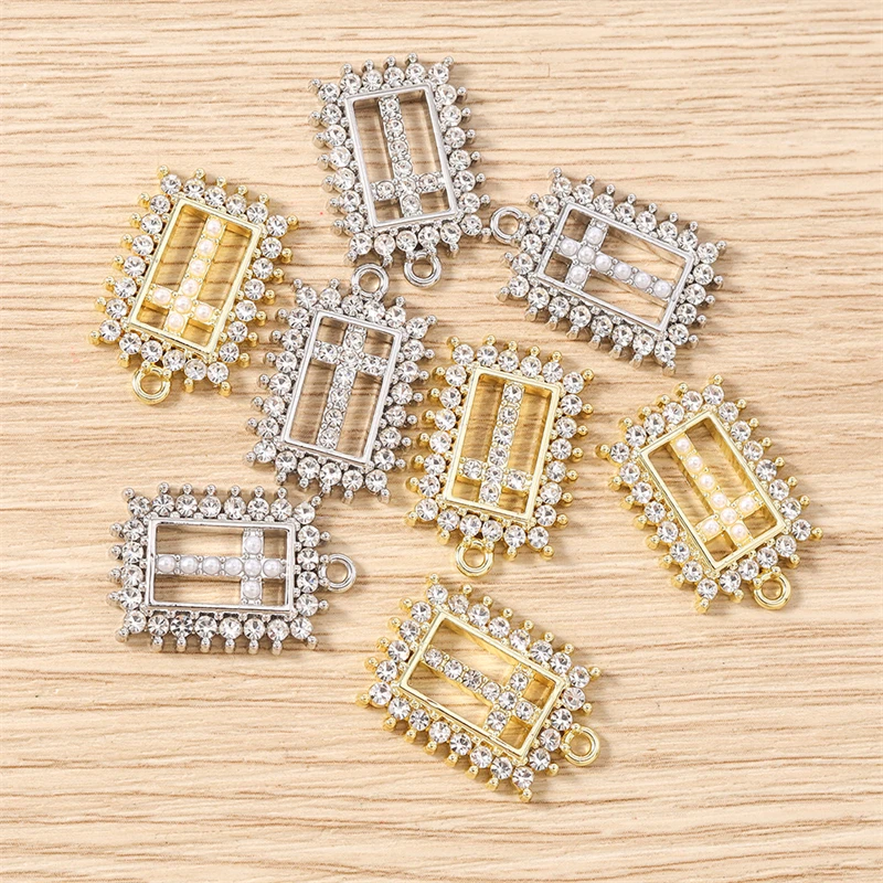 5 Stück 16 x 23 mm niedliche Kristall-Metall-Kreuz-Charms-Anhänger für Schmuckherstellung, Tropfen-Ohrringe, Halsketten, Armbänder, DIY-Bastelbedarf – Detail 10