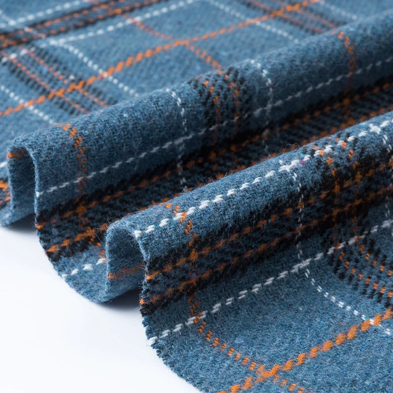 150cm Wide Thickening Plaid Woolen Cloth Fabric 10% Wool and 90% Polyester Autumn Winter Sanding Cashmere Coat DIY Sewing Fabric