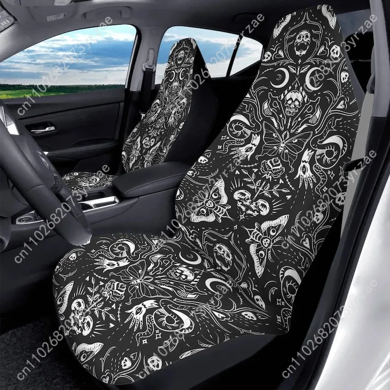 

Skulls Moths Car Seat Covers Universal Environmentally Friendly Interior Decorations Comfortable Breathable Car Seat Covers