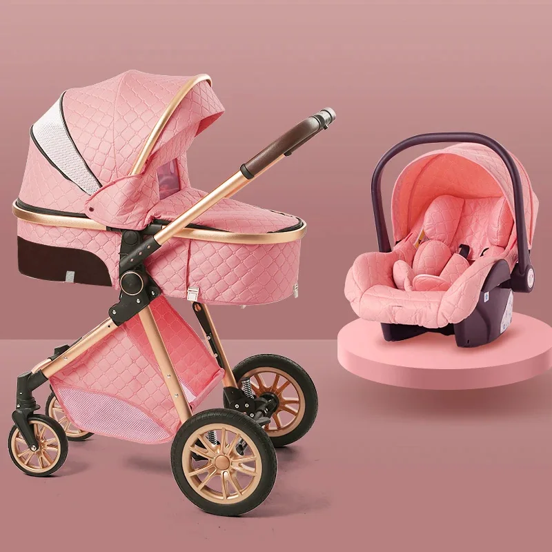 Luxury Stroller Baby 3 in 1 Pushchair Prams Kinderwagen Foldable Baby Stroller 3 in 1 With Car Seat