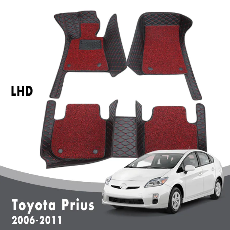 

Luxury Double Layer Wire Loop Car Floor Mats Carpets For Toyota Prius 2011 2010 2009 2008 2007 2006 Auto Accessories Leather