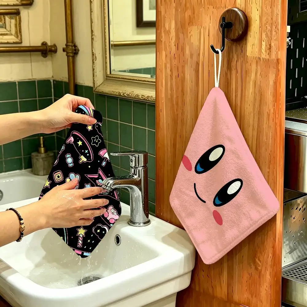 Hot Lovely K-Kirbies Hanging Style Hand Wiping Towel, Polyester Cotton, Anti-fade for Indoor Kitchen Living Room