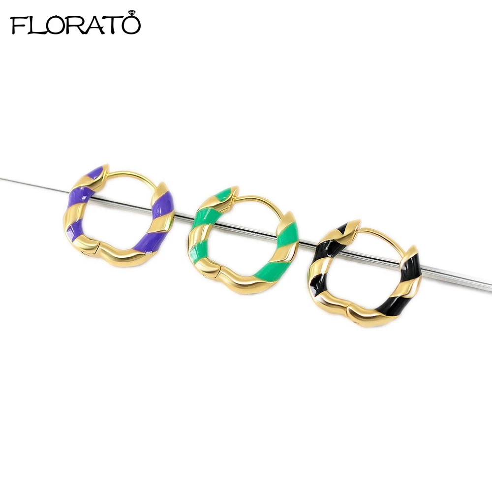 

Romantic Retro Color Enamel Round Gold Color Ear Buckle 2023 New Hoop Earrings for Womens Fashion Jewelry Accessories Gift