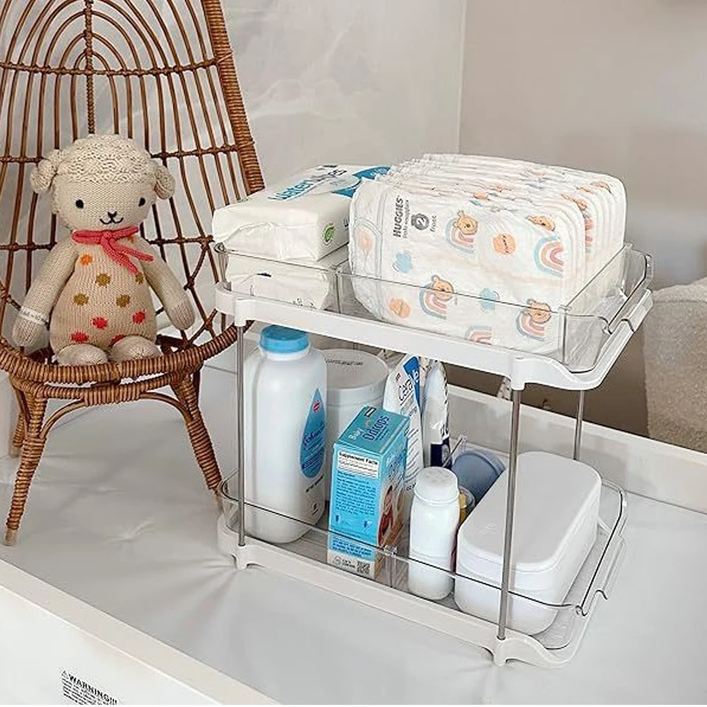 Multi-layer Kitchen Storage Rack PET Transparent Cosmetic Storage Box Desktop Drawer Storage Box Bathroom Under Sink Organizers