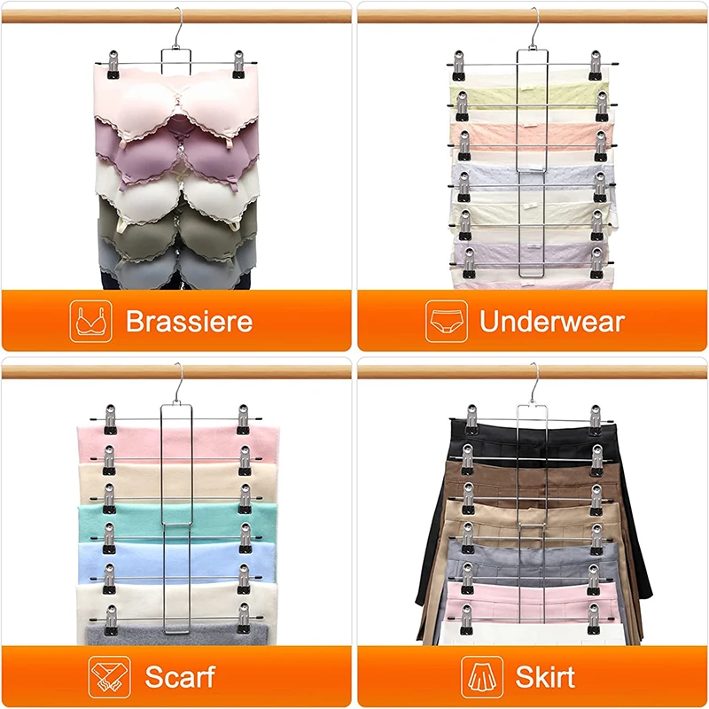 Multi Layers Shorts Clothes Hangers No Slip Storage Magic Folding Hanger Wardrobe Space Saving Metal Grip Skirt Pants Hangers