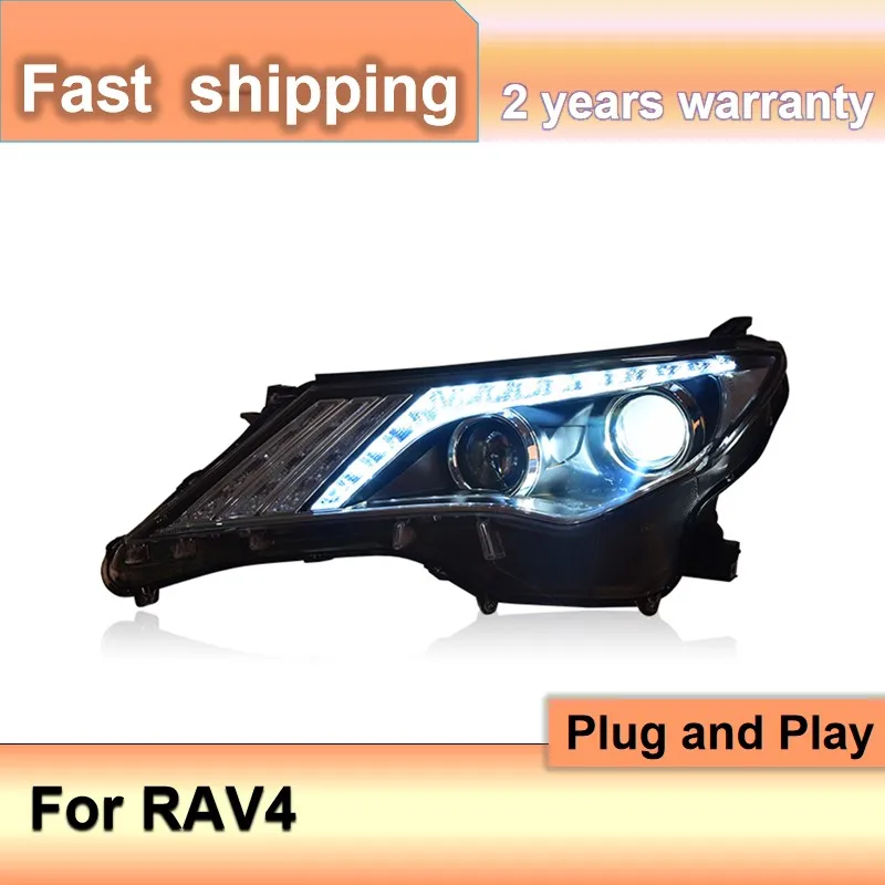 اكسسوارات السيارات لتويوتا RAV4 المصباح 2014-2015 RAV4 كشافات DRL بدوره إشارة منخفضة عالية شعاع العارض عدسة #3