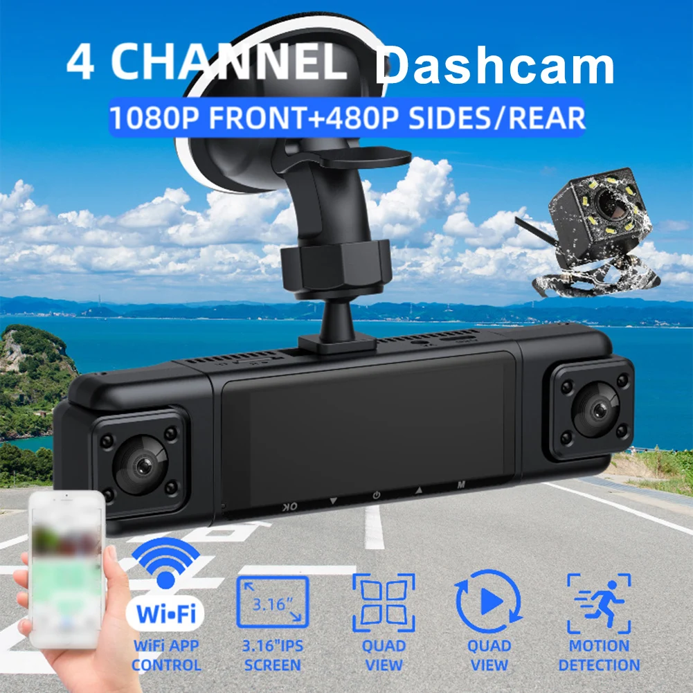 4-Channel 1080P Rear View Mirror Dashcam High Definition Driving Recorder Backup Camera Safety For Your Drive Camera Accessories