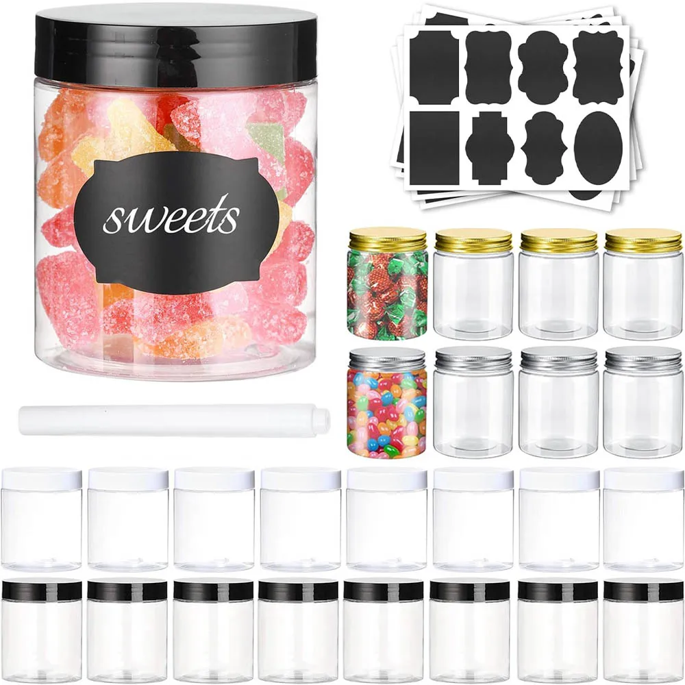 8OZ Plastic Jars with Lids, Clear Plastic Slime Containers for Kitchen and Household Food Storage of Dry Goods,Creams,BPA Free