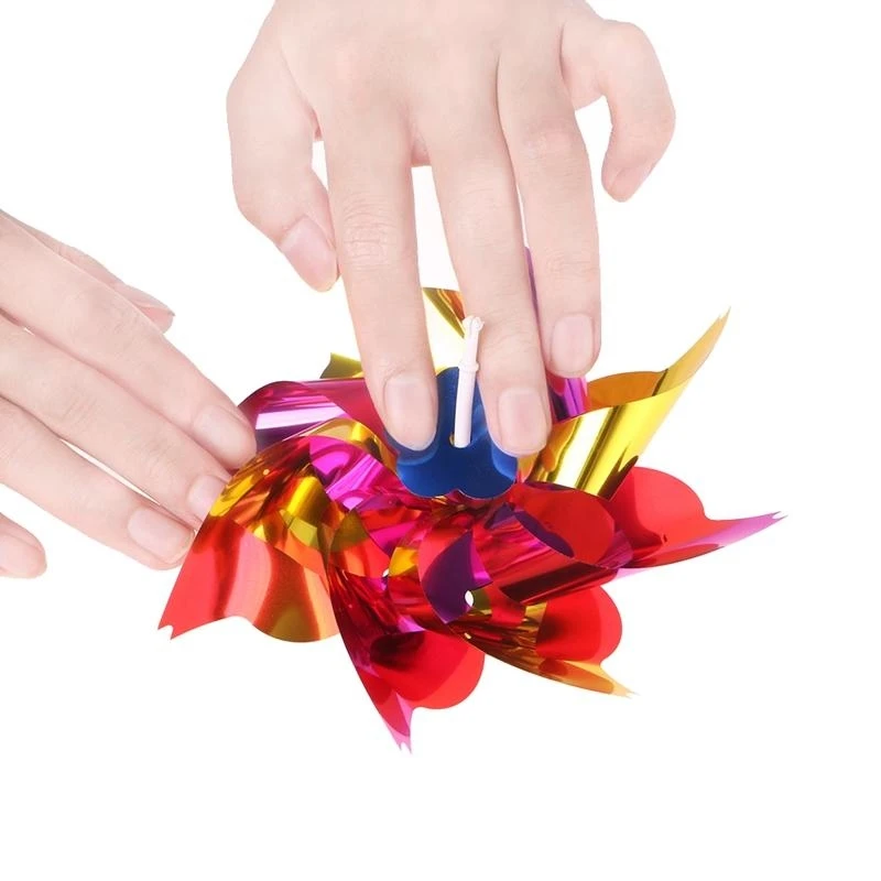 10pcs พลาสติกกังหันลมพินล้อลมหมุนเด็กของเล่นสวนสนามหญ้าตกแต่งงานปาร์ตี้