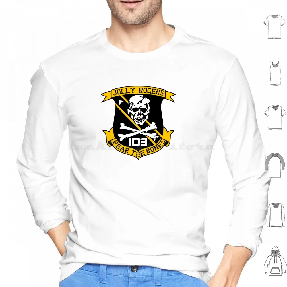 

Fear The Bones Ii Hoodies Long Sleeve Jolly Rogers F14 F 14 Naval Tomcat Squad Squadron Patch Us Navy Fighter Fighter