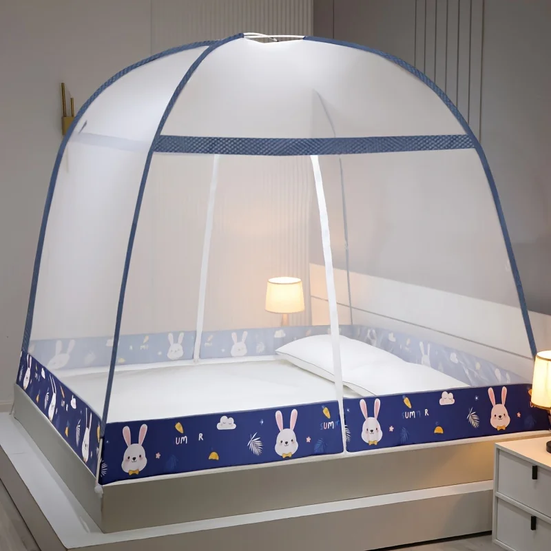Mosquitero Plegable Fácil de Instalar - 360 °   Cobertura Total, Duradero y de Instalación Rápida, Diseño de Dibujos Animados para la Comodidad del Dormitorio en Verano