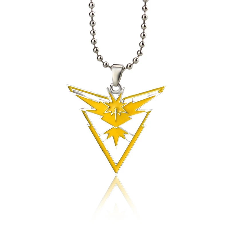 Cartoon Pokemon Halskette Niedliche Pikachu Anime Metall Team Valor Mystic Instinct Logo Anhänger Perlenkette für Fans