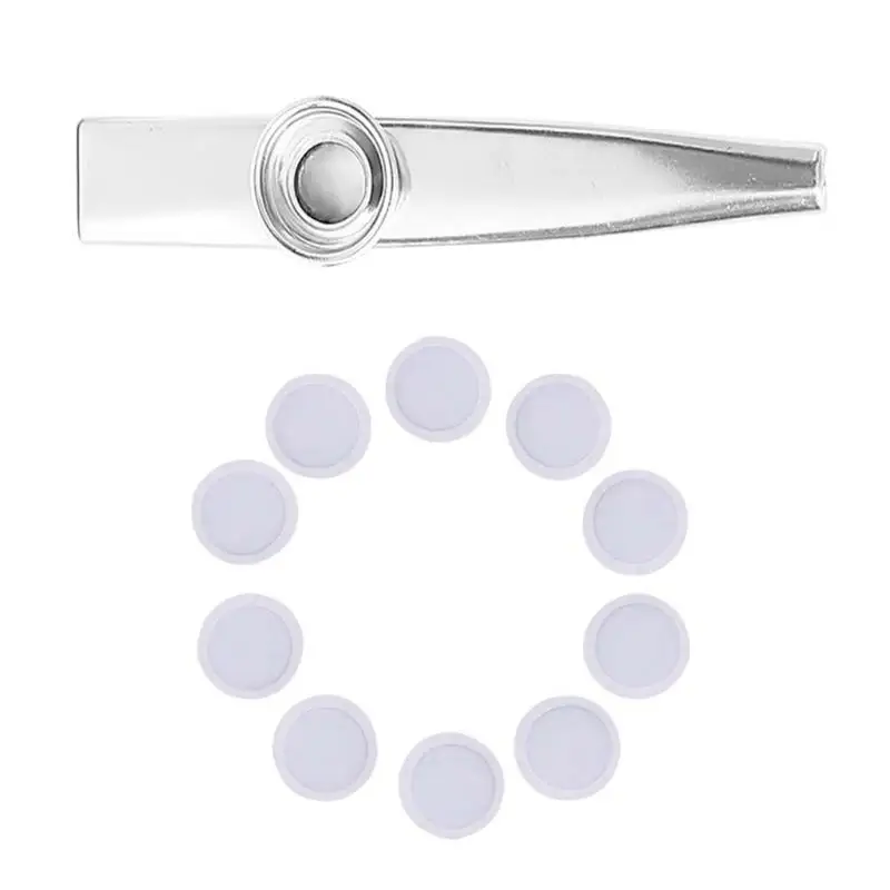 Metal Kazoo with 10 Flute Membranes Mouth Kazoo Musical Instruments Good Companion for Ukuleles, Violin, Guitar,Piano