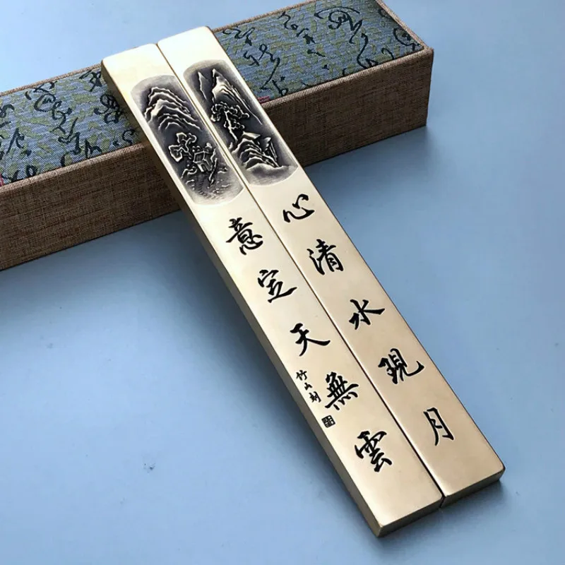 

Brass Paperweights High Grade Paperweight Metal Portable Creative Chinese Tradtional Calligraphy Pen Ink Painting Paper Weight