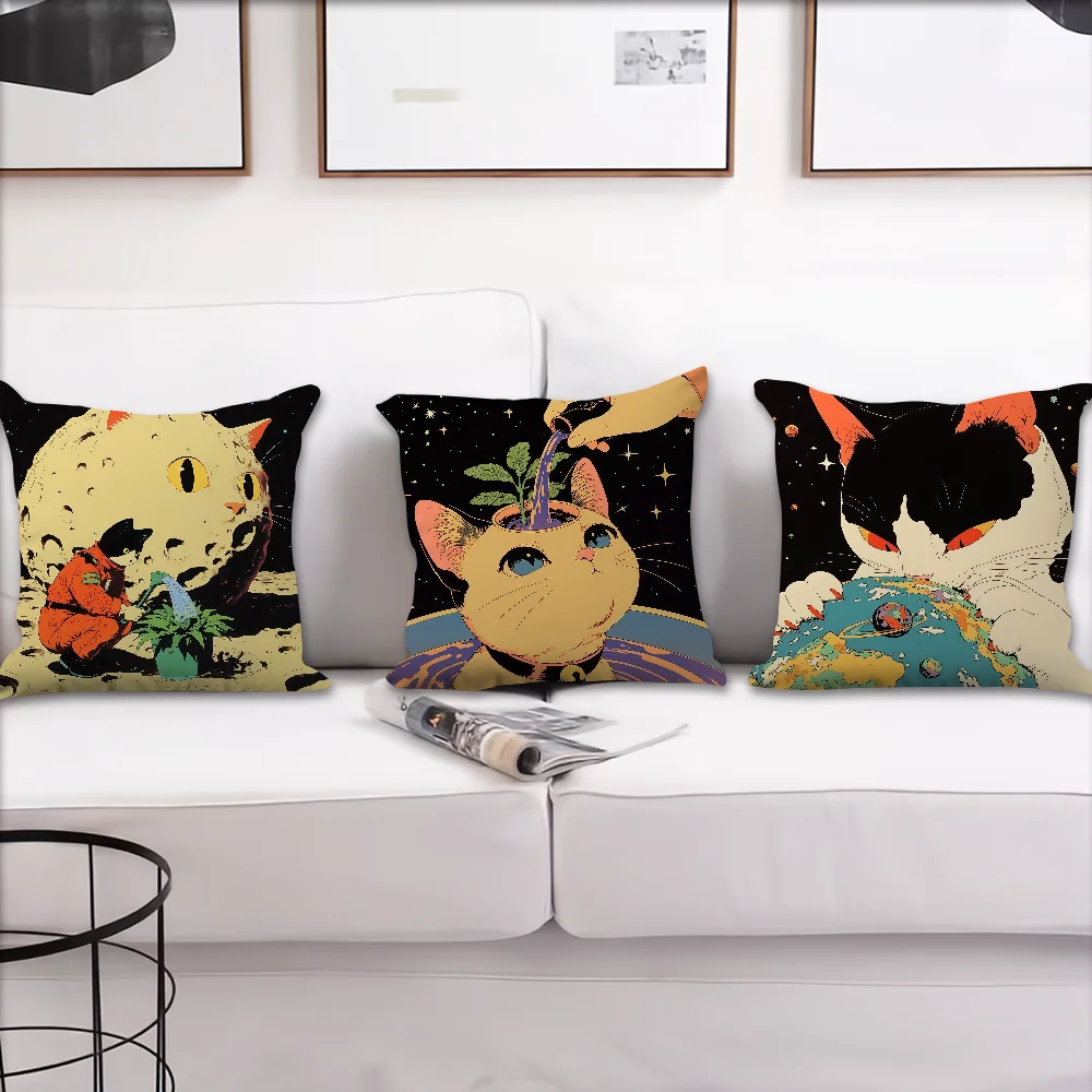 Dreamy Cat Universe Planet cushion cover For Pillow Printing Sofa Decoration Home Car Room Coffee Shop Office Nordic Simplicity
