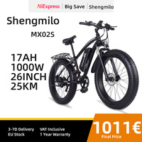 Shengmilo MX02S Electric Bike 48V1000W 26 Inch Electric Bike 17AH Lithium Battery Mountain Wide Tire Electric Bike Adult Electri