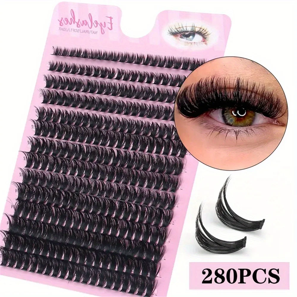 1 صندوق 280 قطعة رموش صناعية فردية رقيقة 5D من المانجا الروسية | 60D 40D حجم التطعيم الذاتي، مجموعات الطول المختلط 8-16 مم، 3D #6
