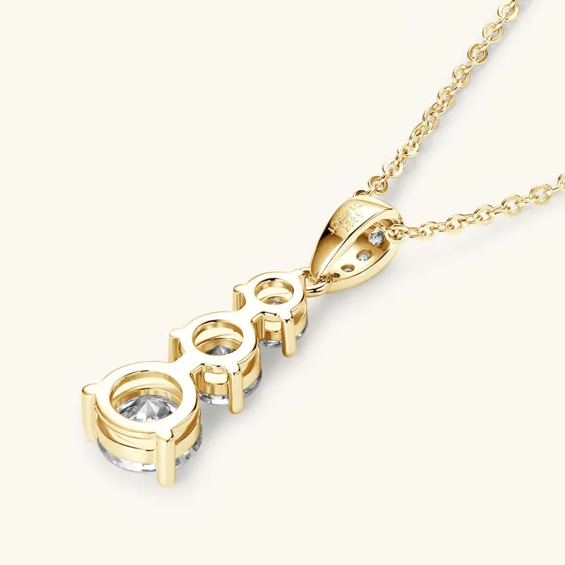 RAPRGOLD GRA Certified Round Moissanite Drop Pendant Necklace for Women S925 Sterling Silver Chains Wedding Neck Jewelry Gifts