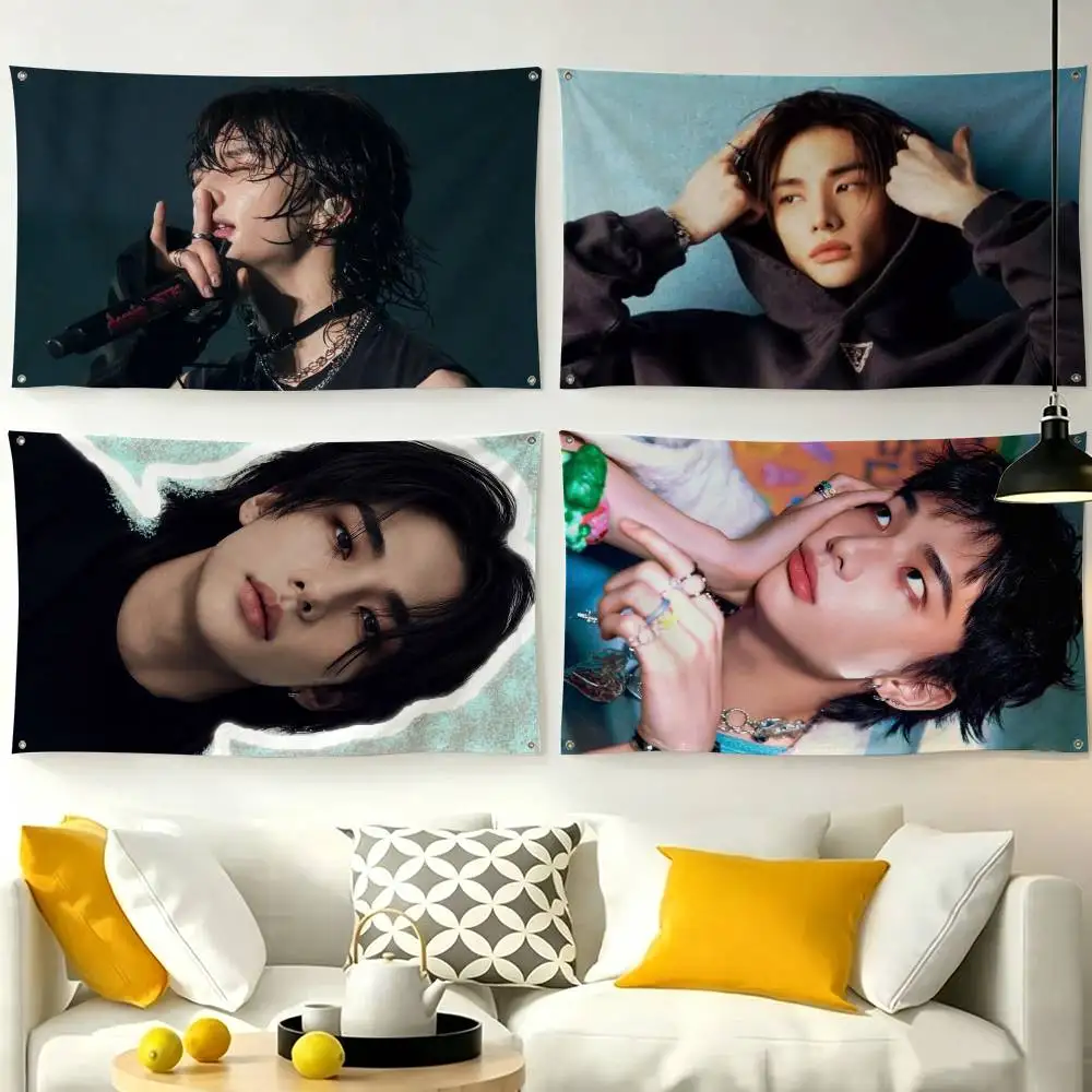 K-pop Hyunjin-nn  Flags Wall Hanging Tapestry Outdoor Garage Room Decorative flag Background Blanket