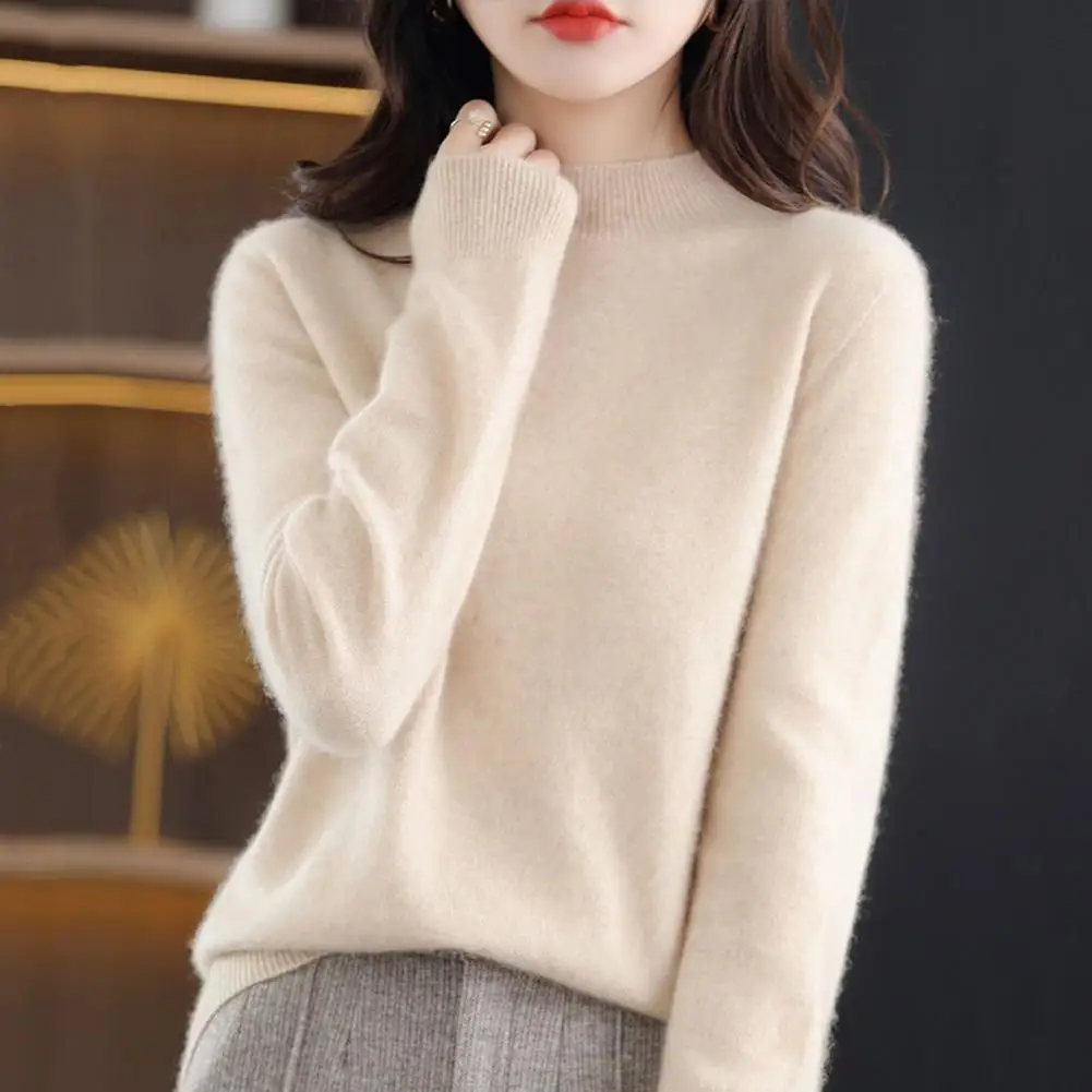 100% Pure Wool Half neck Pullover In Autumn And Winter New Cashmere Sweater Women's Casual Knit Top Women's Coat 6 Colors