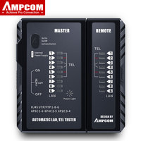AMPCOM Network Cable Tester, CAT5E CAT6 CAT6A CAT7 RJ45 Networking Lan Cable 8P8C POE RJ11 Telephone Line Continuity Tester
