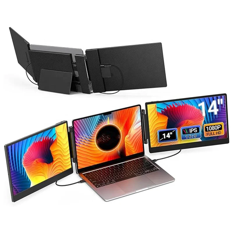 Factory OEM/ODM Easy Connection 13-17inch Laptops Dual 1080P LCD Display Notebook Laptop Triple Screen Monitors