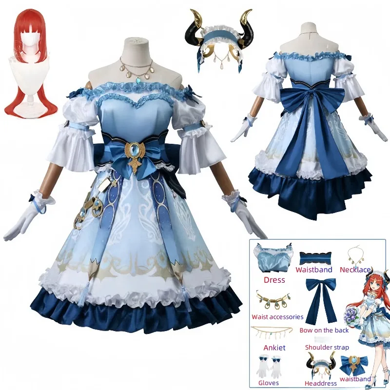 Genshin Impact Nilou Women Blue Dress Party Carnival Halloween Cosplay Costume