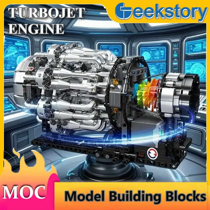 

Simulation 1214PCS Turbojet Powerplant Technology Building Block Set 10206 Engine Boys Puzzle MOC Bricks Gifts For Teens Adults
