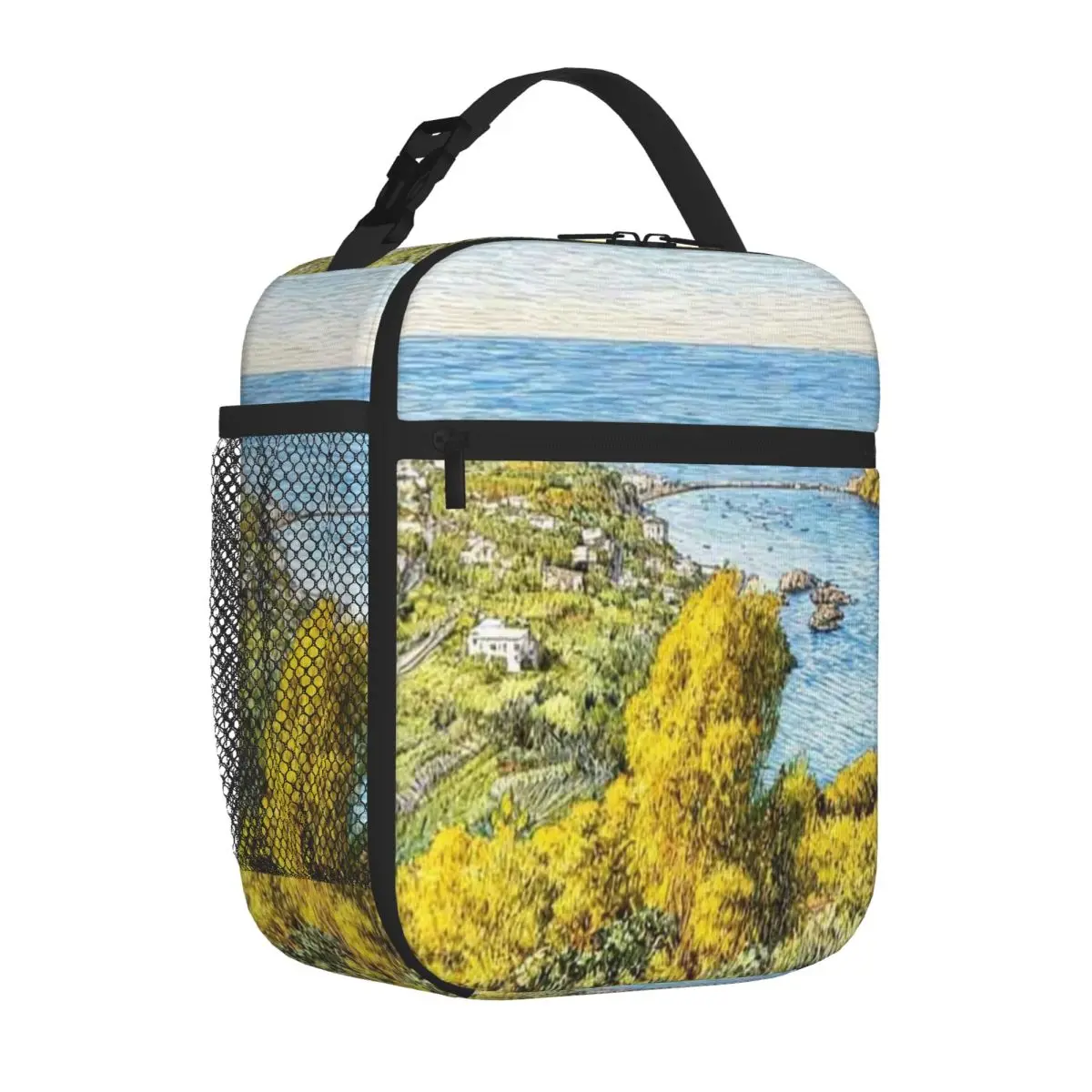 Bestselling Aragonese Ischia Italy Patchwork Insulated Food Bag Outdoor Construction Leakproof Lunch Bag