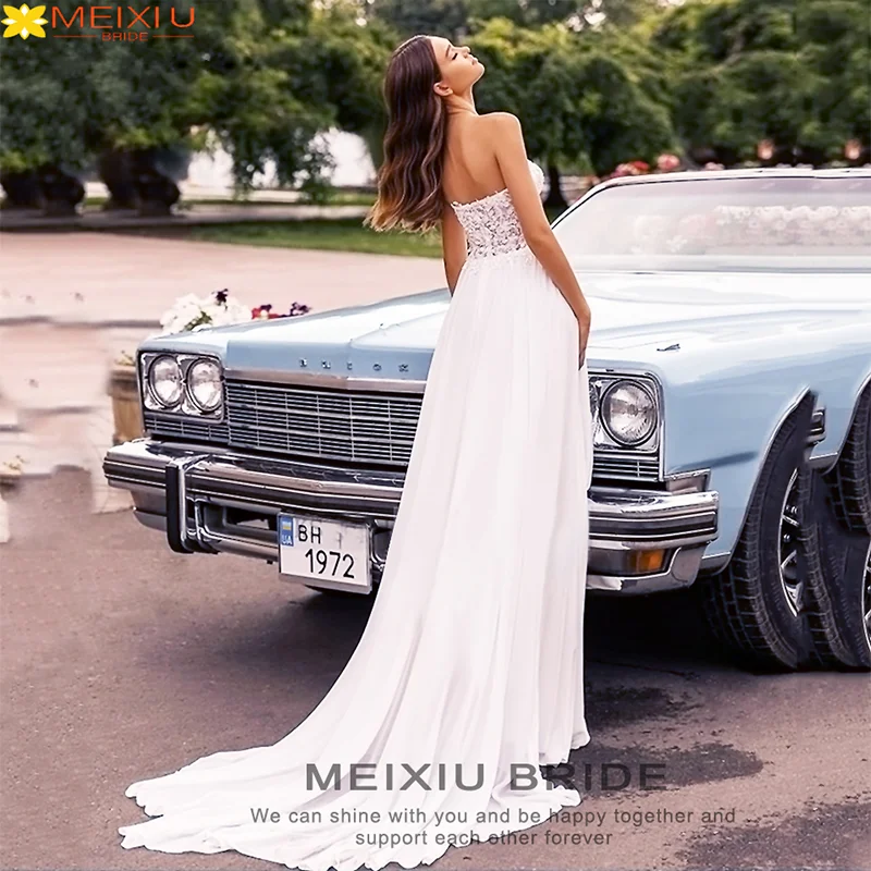 2023 Nieuwe Fantasie Sexy Strapless Trouwjurk Custom Elegante Prinses Reizen Shot Formele Jurken Voor Vrouwen