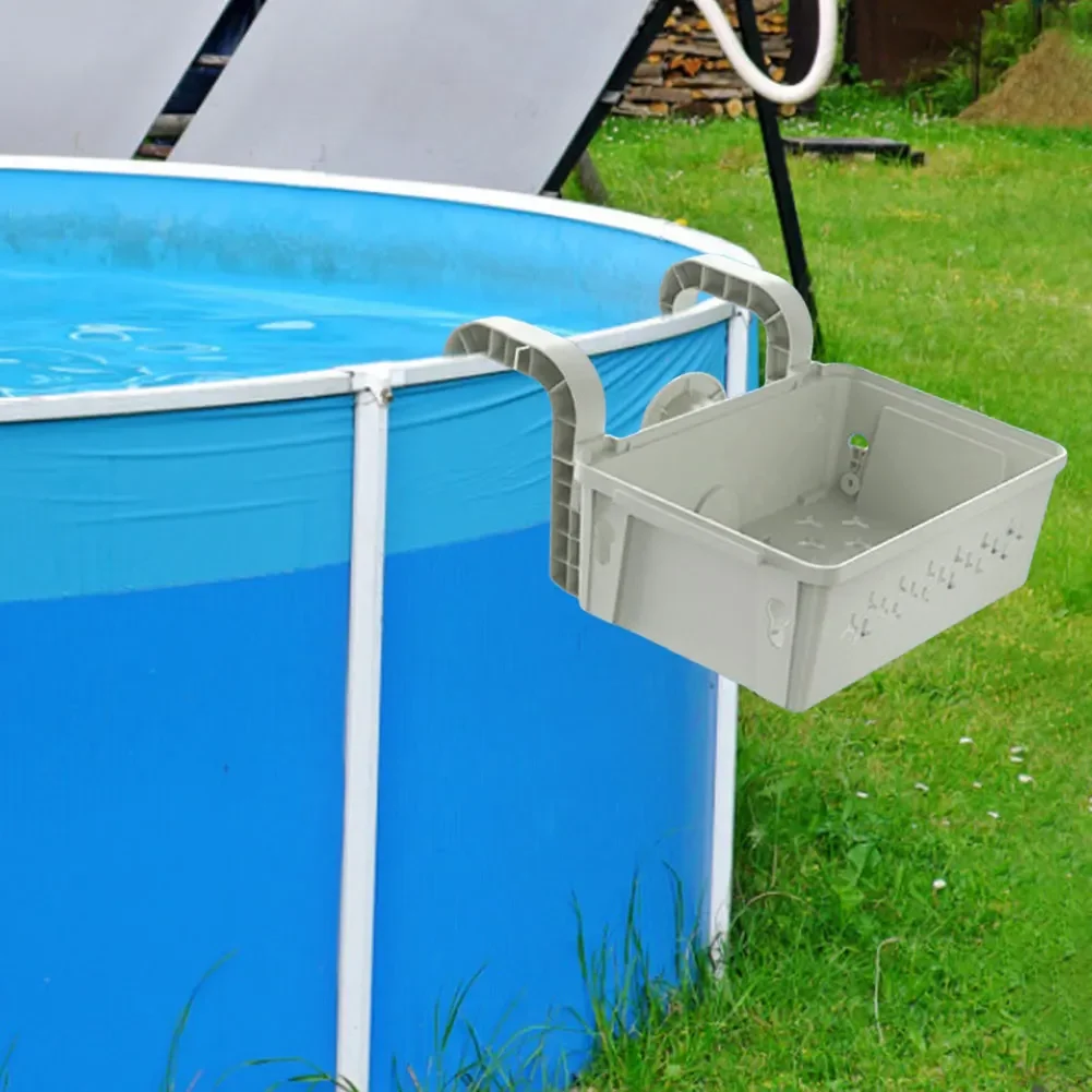 C2 Pool Storage Basket with Cup Holders All-Around Organizer Swimming Pool Hanging Storage Basket