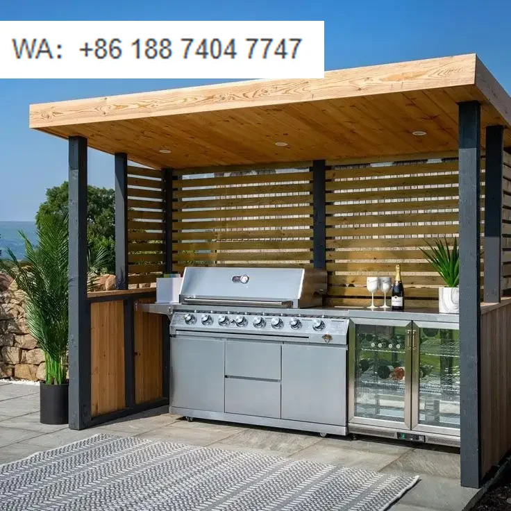 Luxury Aesthetics 304 Stainless Steel Outdoor Kitchen BBQ Island with Powder Coated Finish