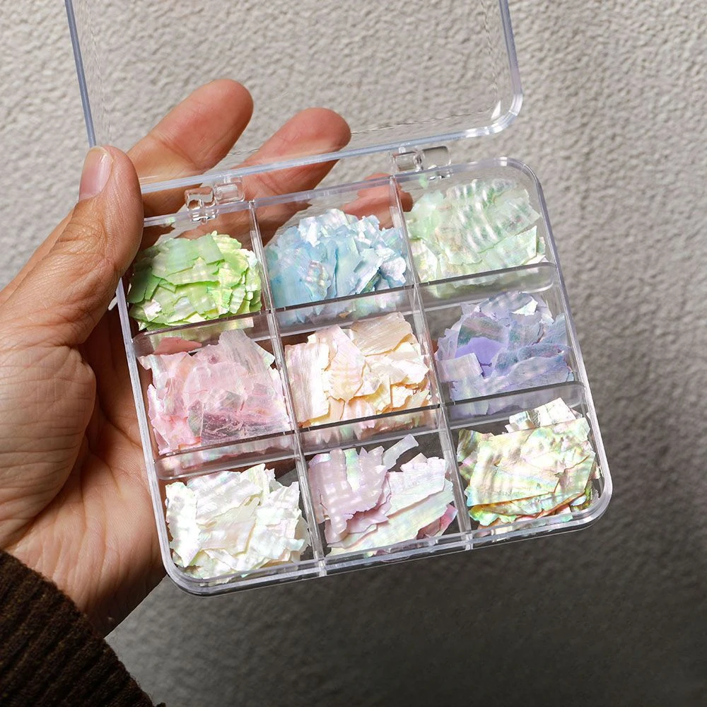 100g/パック ボハイ湾アワビネイルジェム - 虹色マーメイドマニキュア用の超薄型天然シェルフラグメント