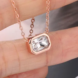 Colorful Crystal Charm Pendant Necklaces for Women Rose Gold Plated Collar Choker Chain on Neck Chic Fashion Jewelry KCN044