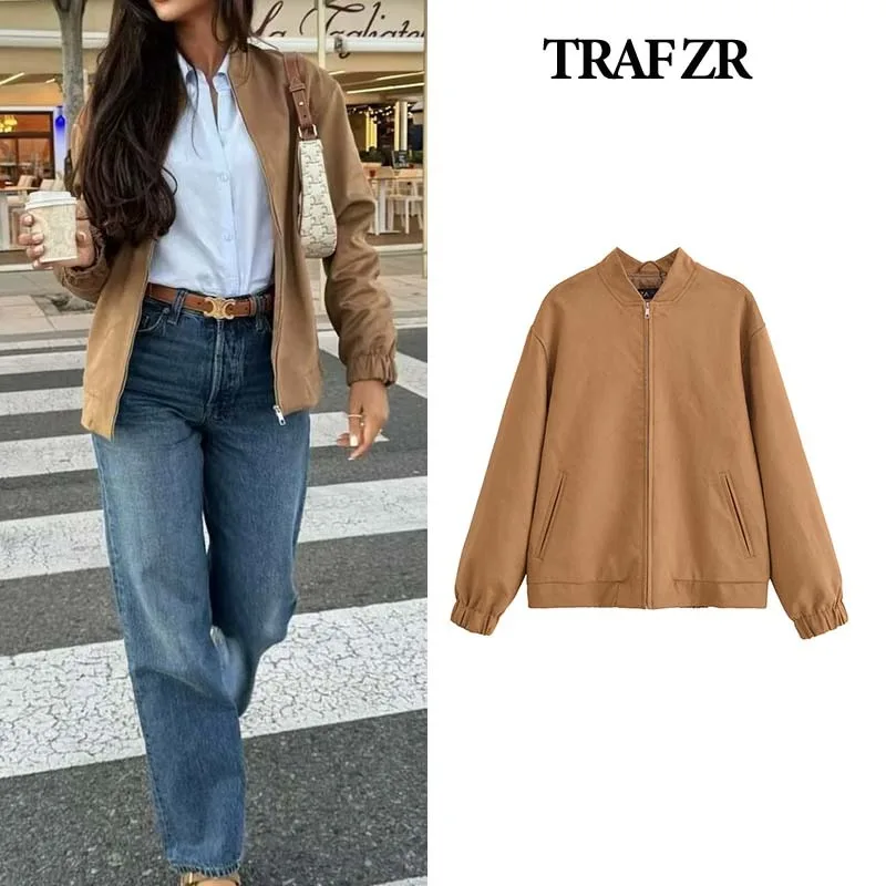 TRAF ZR Lady Jackets American Vintage Aviator Jackets New in Coats Women\'s Autumn Coat Novelties in Outerwear Urban Coats